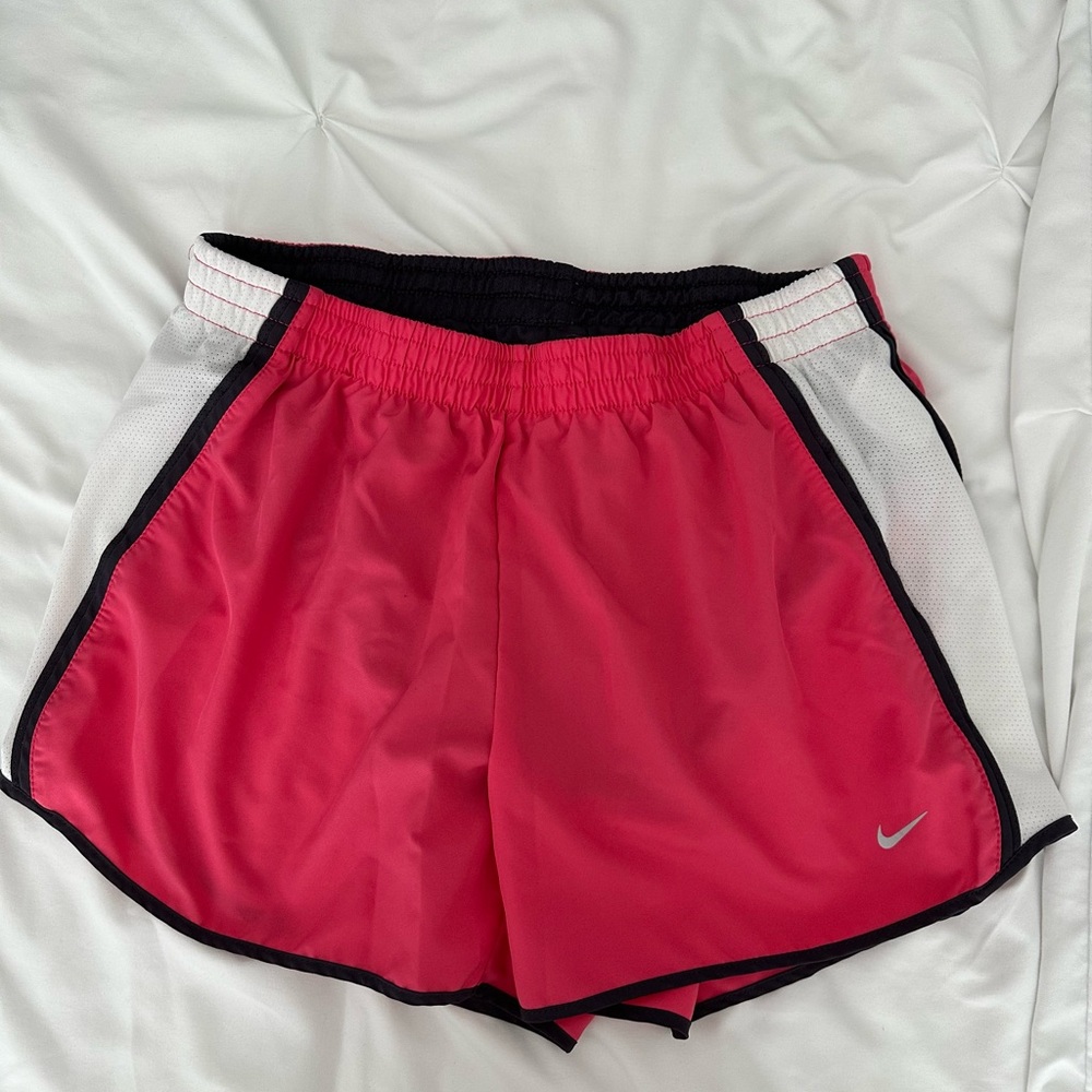 Nike Women's Pink and White Athletic Shorts